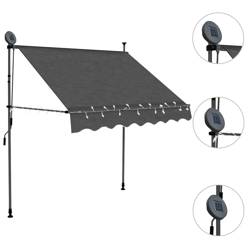 Tenda da Sole Retrattile Manuale con LED 200 cm Antracite cod mxl 25200