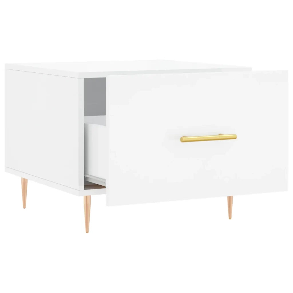 2 pz Tavolini salotto | Tavolino da caff¨¨ | Tavolino da Soggiorno Bianco Lucido 50x50x40cm Legno Multistrato