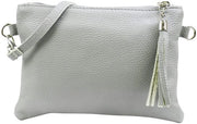 Borsa da spalla in pelle reale Clutch Piccola borsa Tasca serale 22x15cm G248 (grigio chiaro)