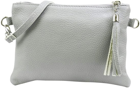 Borsa da spalla in pelle reale Clutch Piccola borsa Tasca serale 22x15cm G248 (grigio chiaro)