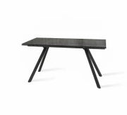 E-STYLO Tavolo allungabile con top nero fumè in vetro temperato e gambe in metallo nero, 90cm X 160 / 240cm H. 76cm.