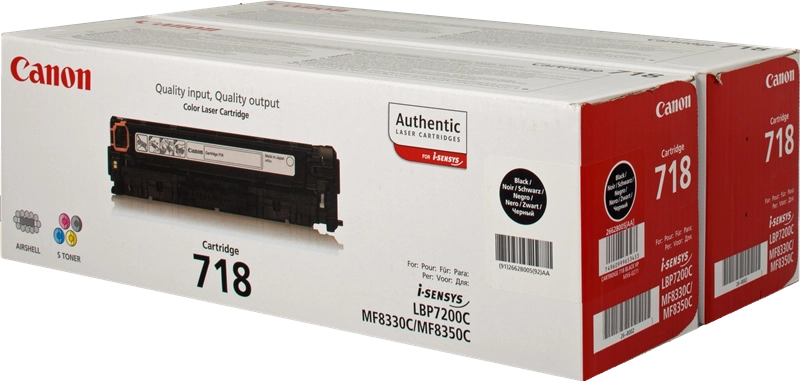 1x2 Canon Toner Cartuccia 718 BK VP