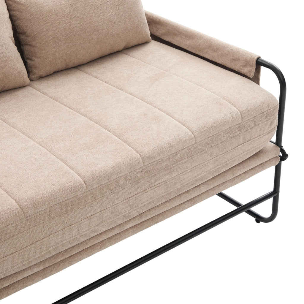 Divano letto 2 posti 104x85x92 cm trasformabile in letto in chenille khaki
