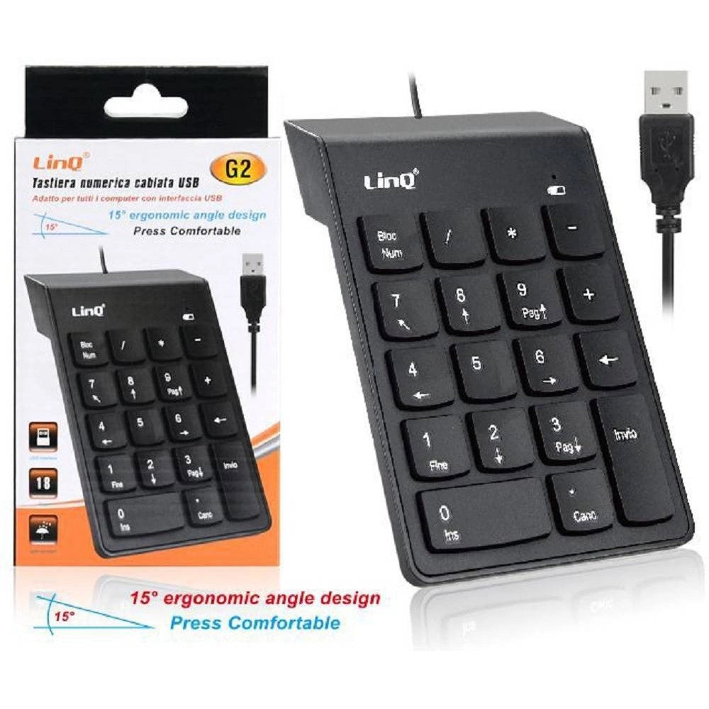 Trade Shop - Tastiera Tastierino Numerico Cablato Usb Per Pc Notebook G2 Sottile 18 Tasti -
