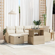 Set Divano da Giardino con cuscino 7 pcs Beige polyrattan