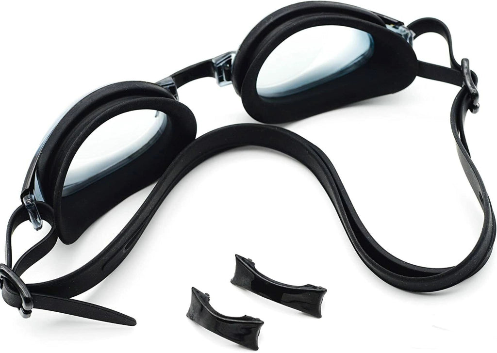 Occhiali occhialini nuoto piscina mare lenti antiappannamento no UV + custodia