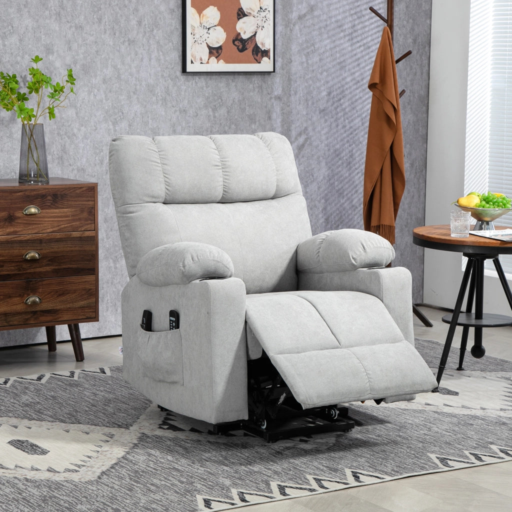 Poltrona Relax Alzapersona ¨C Xylo ¨C Reclinabile Elettrica con Telecomando Grigio Chiaro 144x91x88