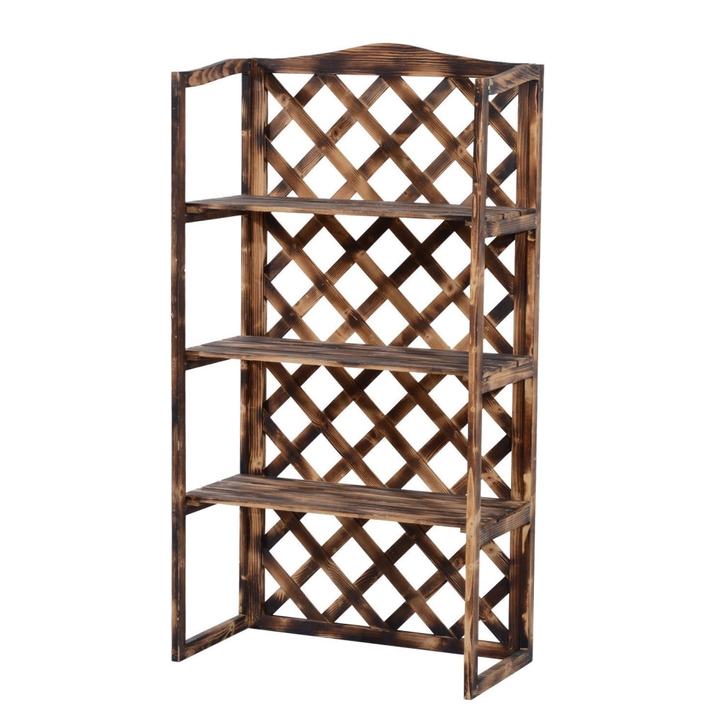 Easycomfort Scaffale Porta Piante da Esterno a 3 Ripiani in Legno di Abete, Portavasi da Interno ed Esterno, Fioriera da Balcone, 80x40x148cm
