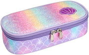 Etui per bambine - grande borsa per bambini, borsa per scuola per bambine con 2 compartimenti e contenitore per penne all'interno (sirena blu)