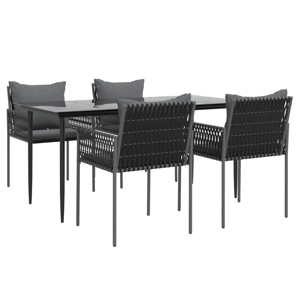 Set Pranzo da Giardino 5pz con Cuscini in Polyrattan e Acciaiocod mxl 76639