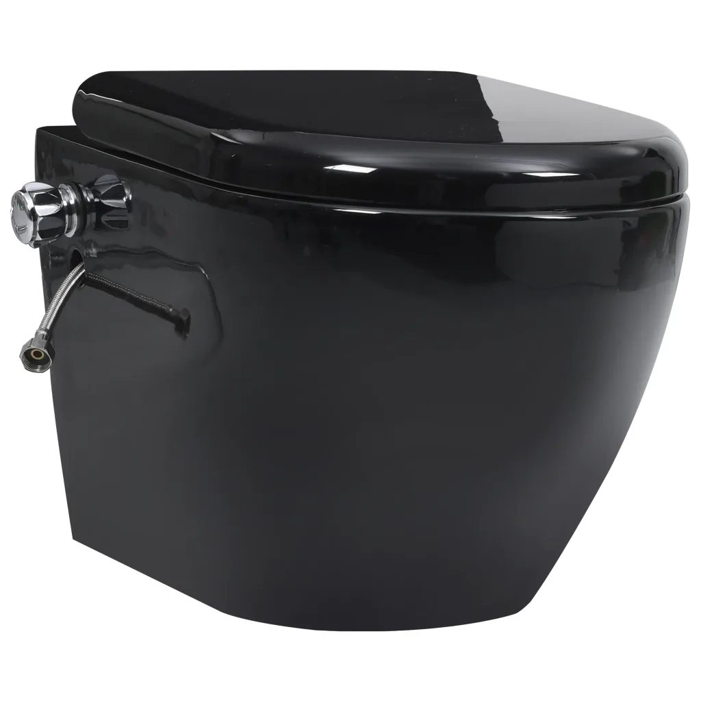 Toilette Senza Bordi Muro con Cassetta Scomparsa Ceramica Nera 3200553