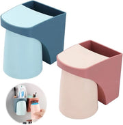 Organizzatore di bicchieri per denti senza perforazione - Ospite per spazzolino da denti con bicchiere magnetico - Organizzatore da parete per oggetti da conservare - Set per famiglie