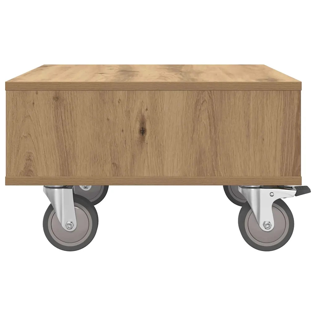 Tavolino con Ruote Rovere artigianale 50,5 x 50 x 30 cm