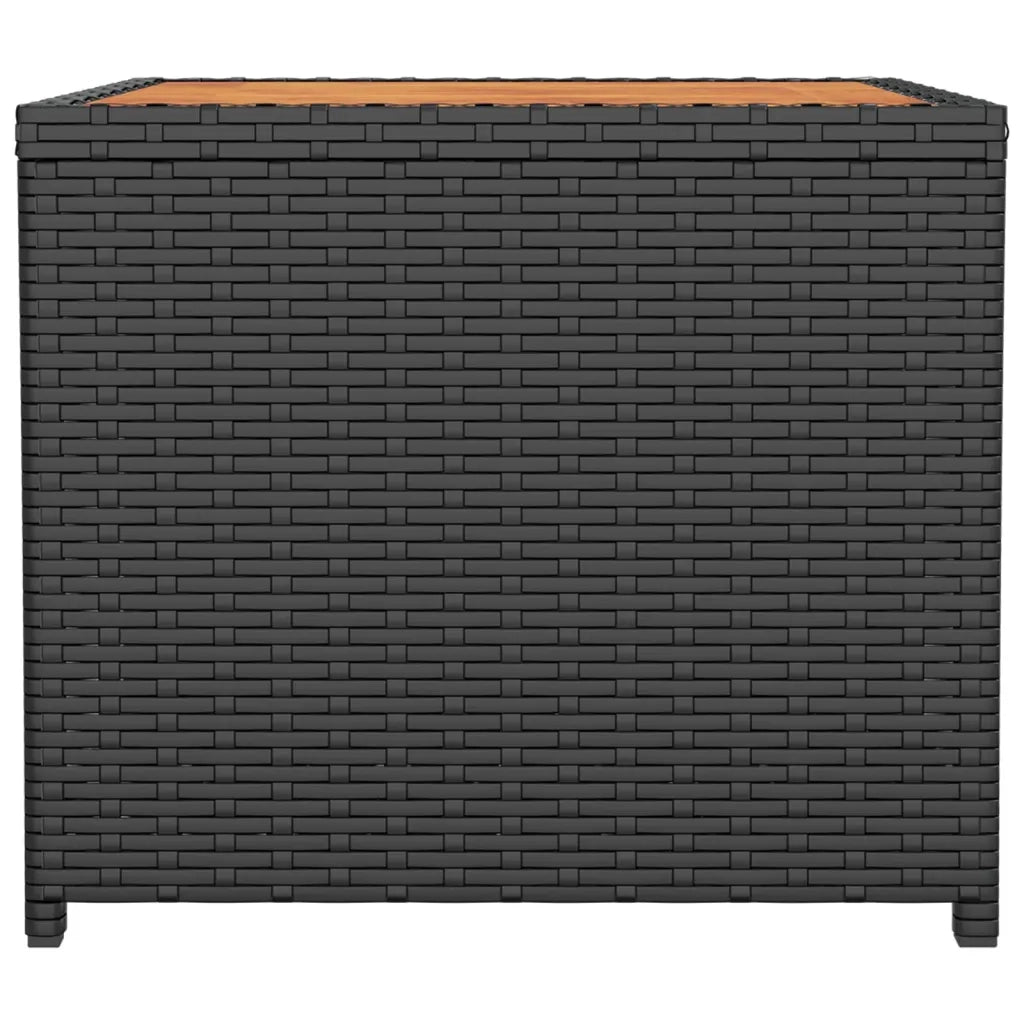 Tavolino con Piano Legno Nero Polyrattan Legno Massello Acacia 319558
