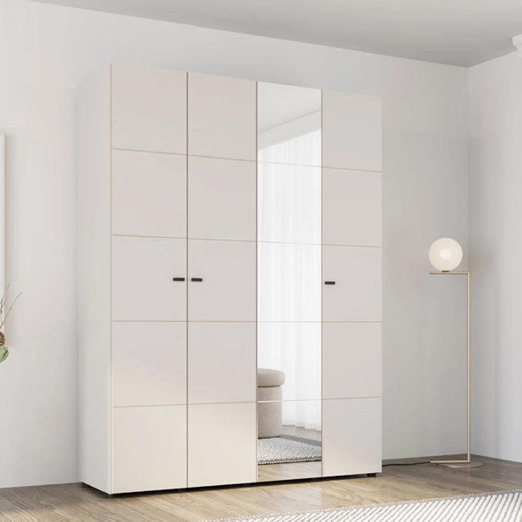 Armadio Camera da Letto Ifrane, Guardaroba Grande Appendiabiti, 155x208h cm Bianco Crema