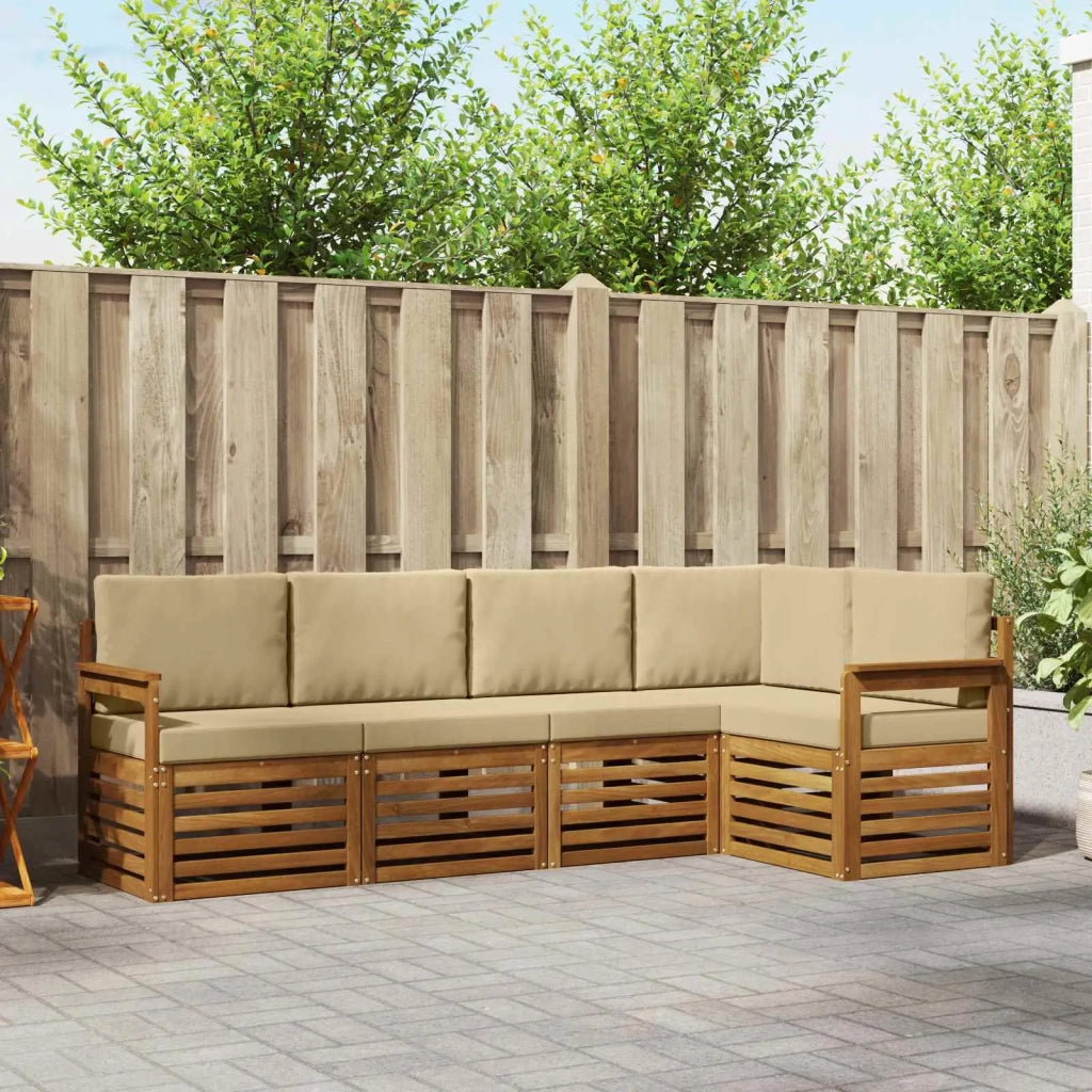 Set divano sezionale con cuscino 5 pcs Naturale e Beige 3374798