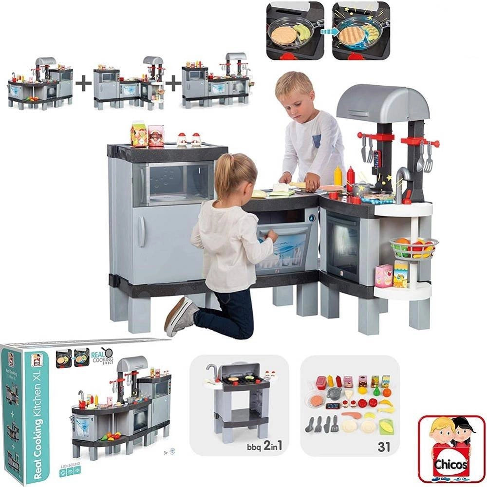 Trade Shop - Cucina Giocattolo Per Bambini Cooking Xl Modulabile Con Cibi Che Cambiano Colore -