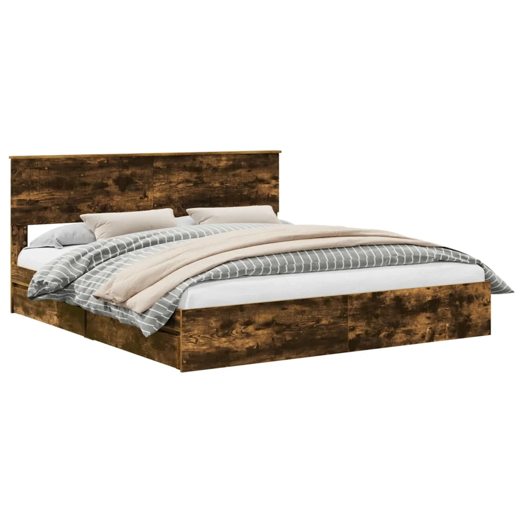 Letto con Contenitore con testiera Rovere fumé 180 x 200 cm 3410774