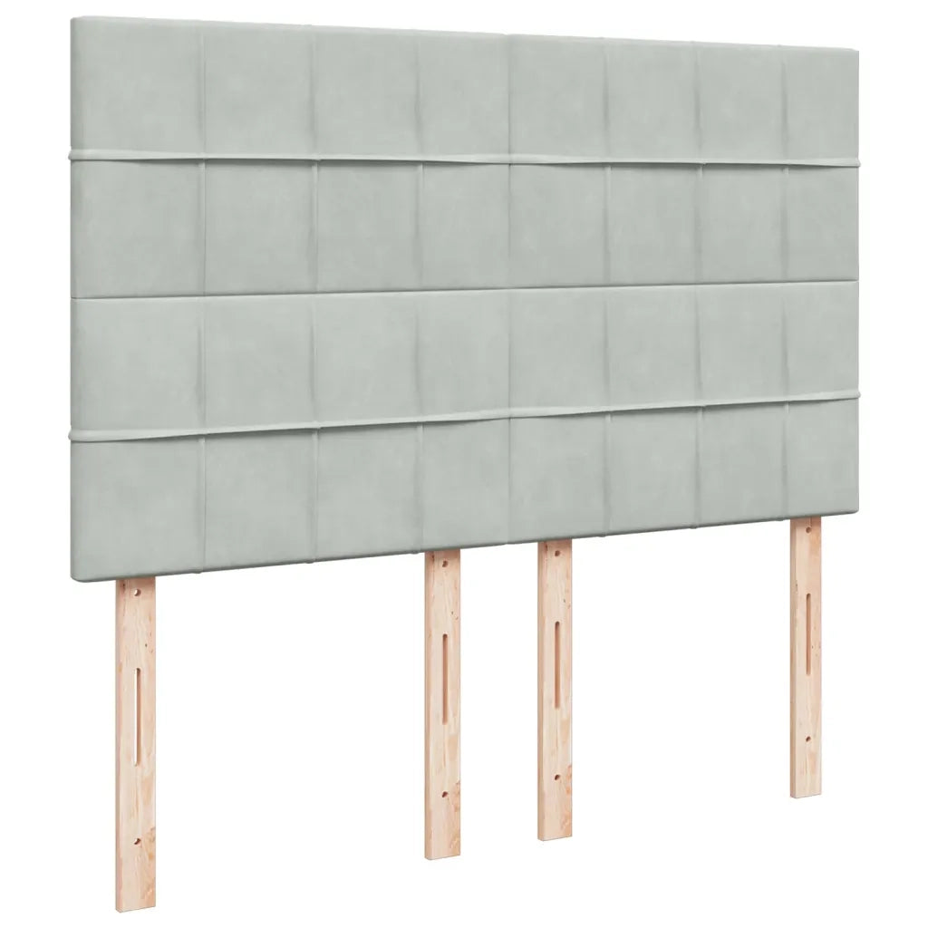 Giroletto a Molle con Materasso Grigio Chiaro 140x190cm Velluto