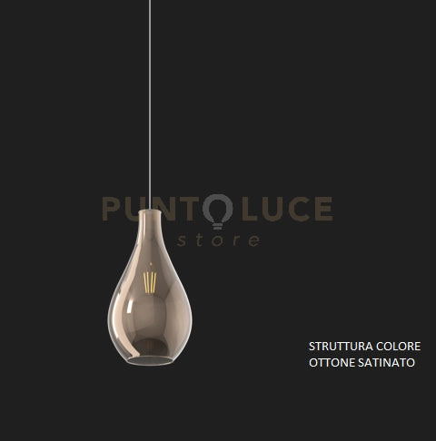 SOSPENSIONE OTTONE SAT. 1 LUCE VETRO PICCOLO BRONZO 1193OS-SP-BR