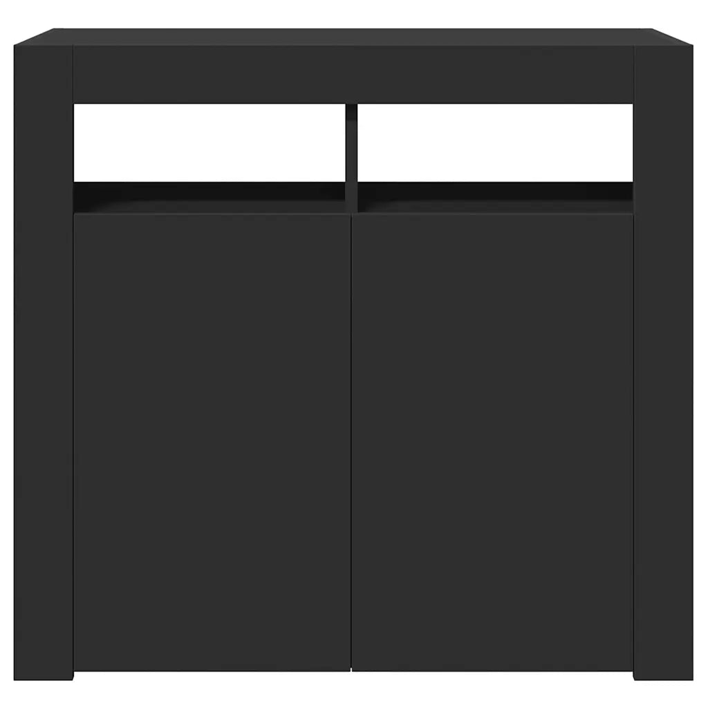 Credenza con Luci LED-Buffet-Armadio da cucina Nera 80x35x75 cm
