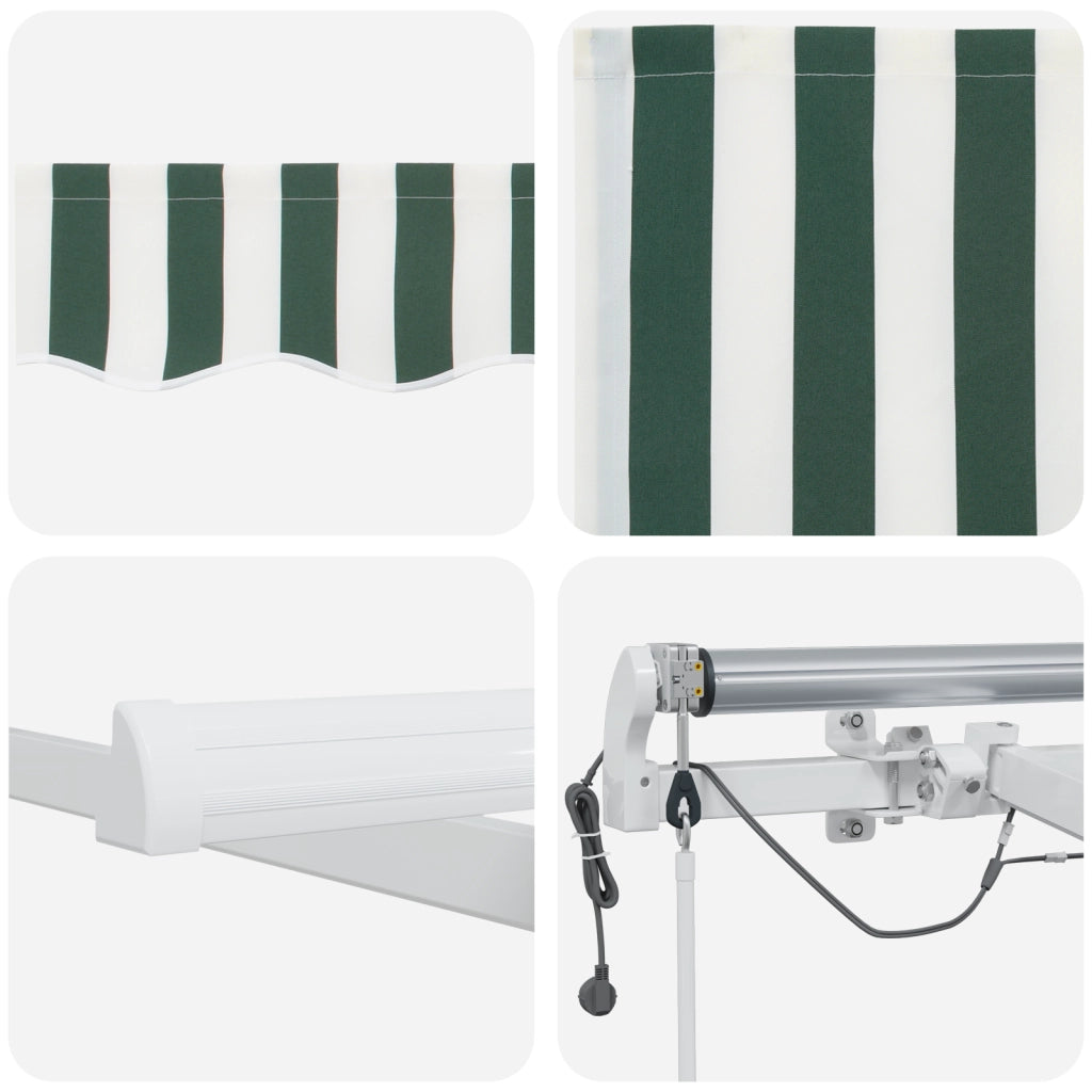 Tenda Retrattile Automatica con LED Verde e Bianca 450x350 cm