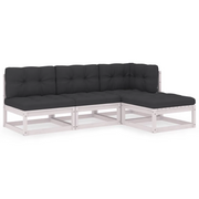 Set Divani da Giardino 4 pz | Set Salotto da Giardino con Cuscini Legno Massello Pino