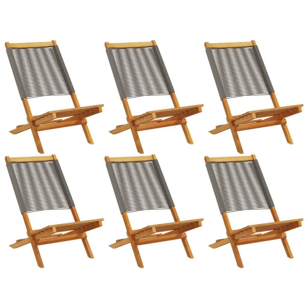 vidaXL Sedie da Giardino Pieghevoli 6pz Grigie Legno Massello Acacia