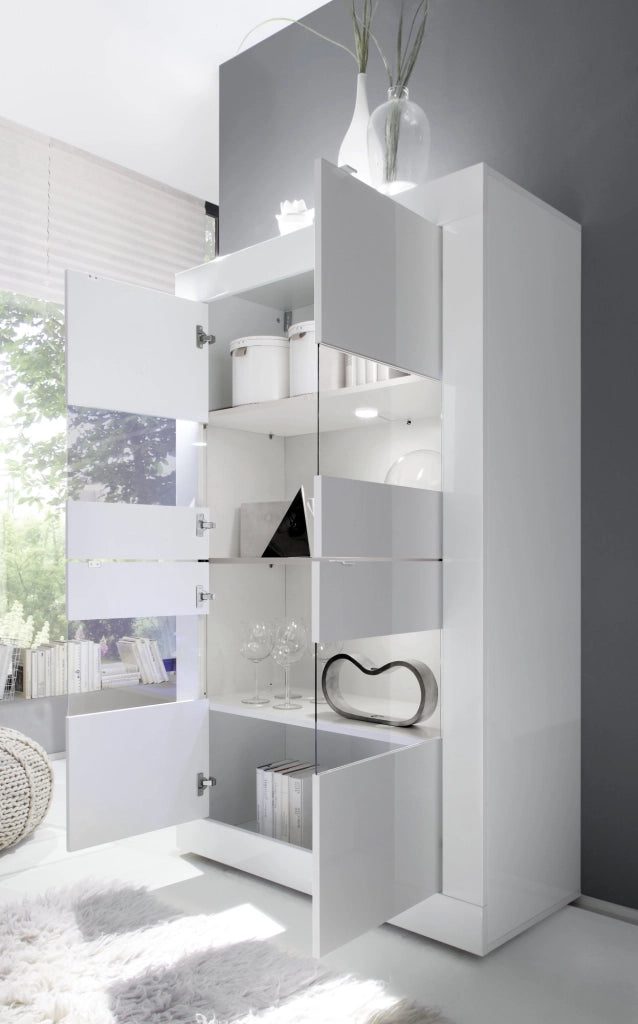 Mobile Espositore Suzzara, Vetrina 3 Ripiani, 101.4x42x161.2h cm Bianco Lucido