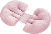 Cuscino per la gravidanza a forma U - supporto per schiena, glutei, gambe e addome - cuscino laterale con copertura rimovibile in cotone (rosa)
