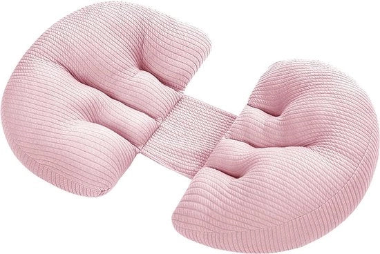 Cuscino per la gravidanza a forma U - supporto per schiena, glutei, gambe e addome - cuscino laterale con copertura rimovibile in cotone (rosa)
