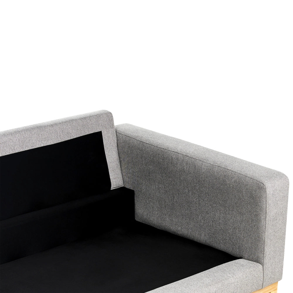 Divano 2 posti in tessuto grigio con gambe in legno chiaro soggiorno stile moderno