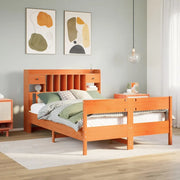 Letto Libreria senza Materasso Marrone Cera 135x190 cm in Pino 3323043