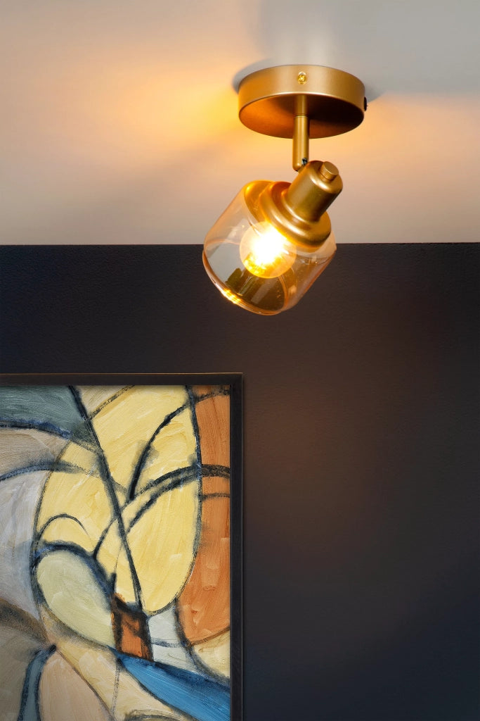 Plafoniera/Applique BJORN oro in vetro 1xE14 40W Lucide