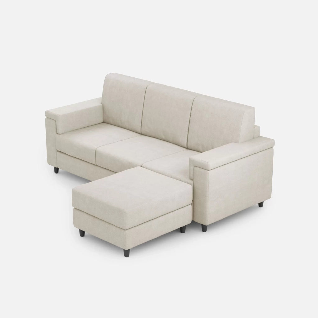 Divano marrak 3 posti (tre sedute da 60cm) + pouf misure esterne l.208 p.155 | latte - Mobili 2G