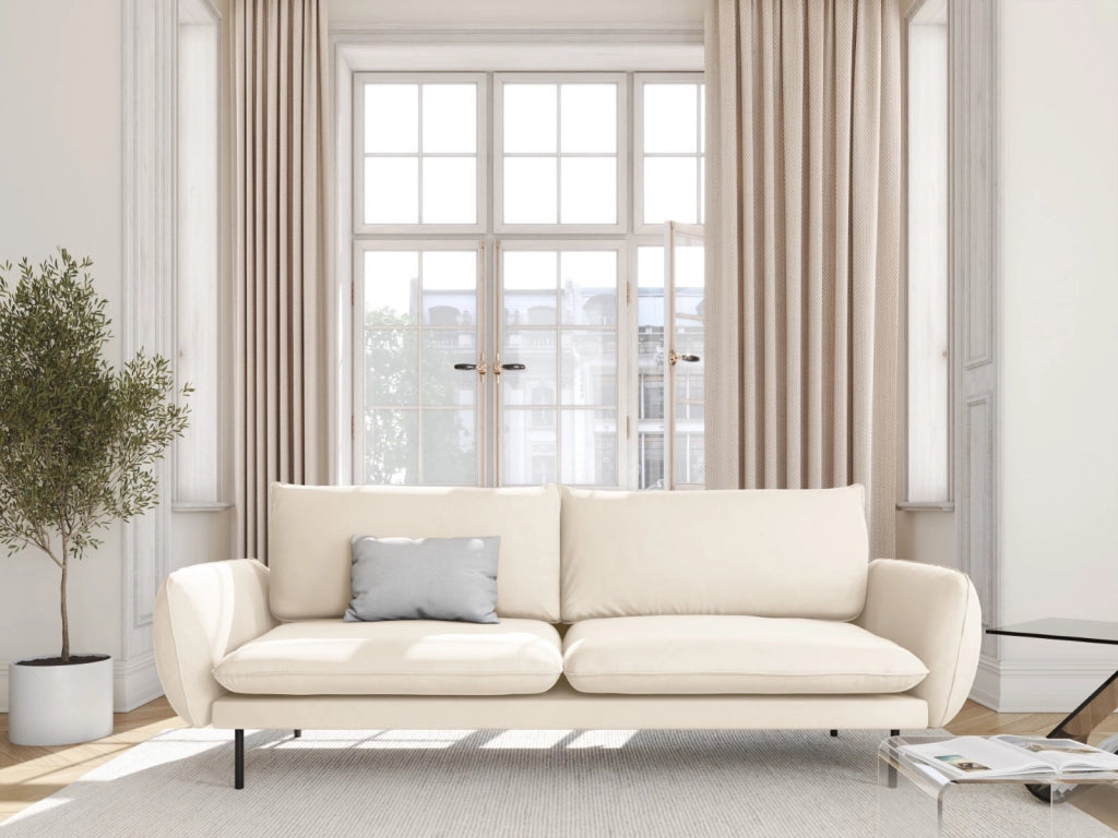 Cosmopolitan Design - Divano "Vienna" 4 posti in velluto beige chiaro 