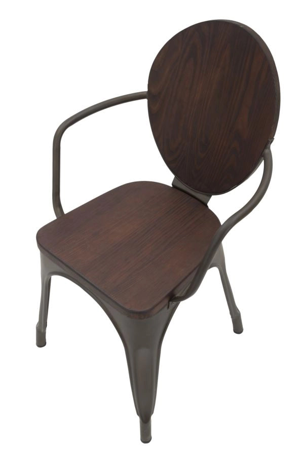 Set 2 Sedie 54x51x83 cm Harlem in Ferro e Legno Naturale e Grigio