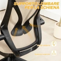 Sedia da Ufficio con Braccioli Ribaltabili, Altezza Regolabile e Schienale Inclinabile, Beige