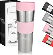 Tazza termica 350 ml & 450 ml - tazza di caffè isolata per viaggi, 100% impermeabile, Tazza in acciaio inossidabile, Automok isolazione a doppia parete, Tazza termica, Tazza per viaggi (rosa, 450 ml)