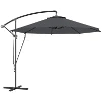 Ombrellone da Giardino Rotondo Inclinabile e Girevole, Manovella e Protezione UPF 50+, Ø3 m, Grigio Scuro