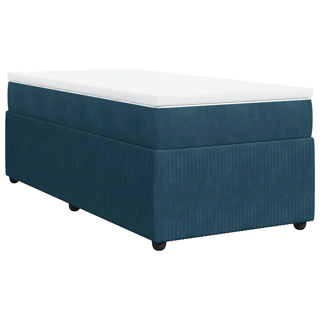vidaXL Giroletto a Molle con Materasso Blu Scuro 100x200 cm in Velluto