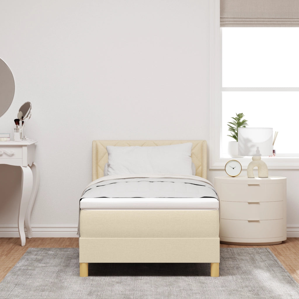 Letto con Molle  con Materasso Panna 90x200 cm Tessuto