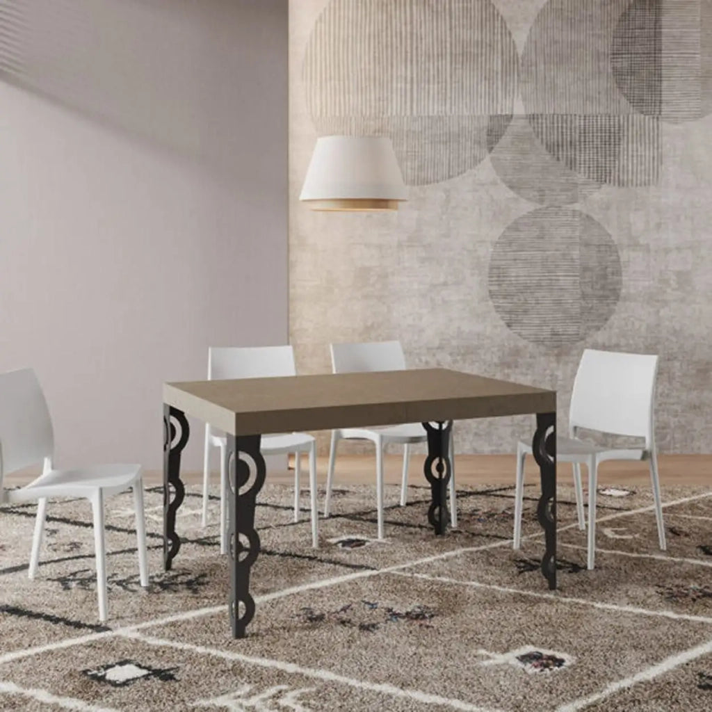 Tavolo allungabile 140/400x90 cm Karamay tortora gambe antracite