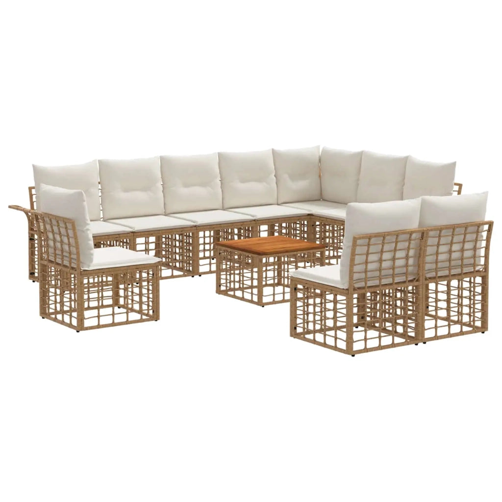 Set di divani da esterno 11 pcs Naturale e Bianco Crema 3437710
