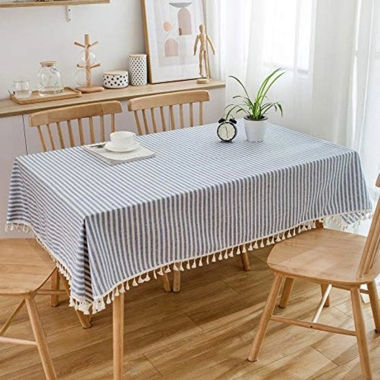 Tavolo con tovagliato in cotone - Traspirante e stile - Modello rettangolare blu