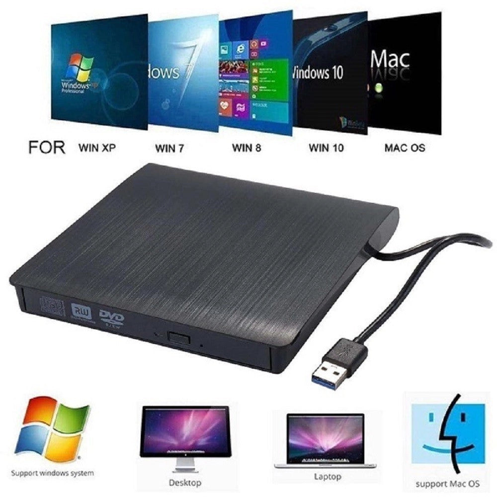 Trade Shop - Lettore Masterizzatore Dvd-rw Esterno Per Desktop Laptop Usb 3.0 Portatile Q-t96 -
