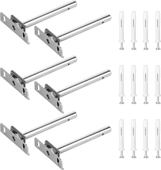 Sostegni invisibili per assi regolabili 127 cm - 6 supporti per scaffali in legno con viti