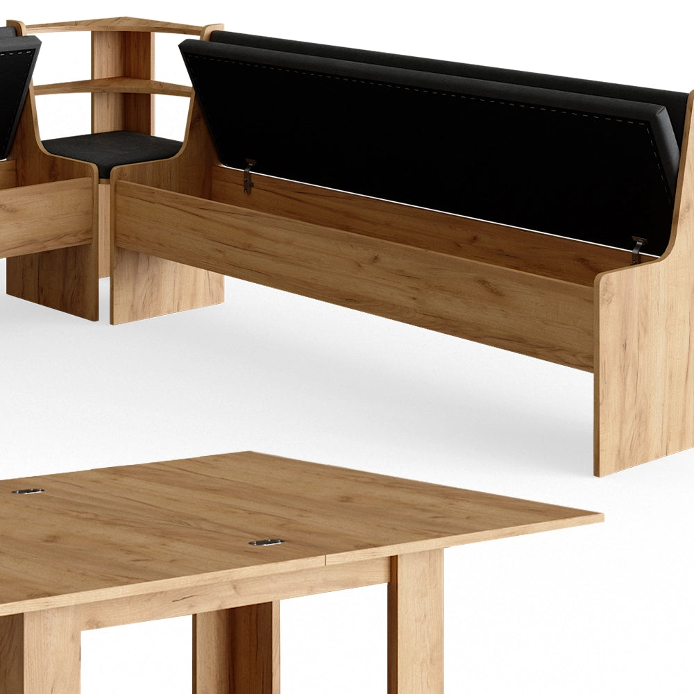 Vicco Gruppo panca ad angolo Quercia dorata 210 x 41.5 cm con tavolo