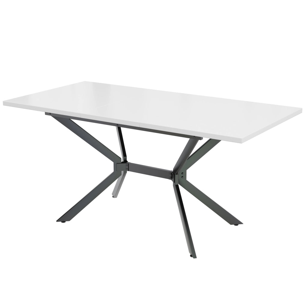 Tavolo da pranzo allungabile 120/160 x 80 cm in MDF bianco con gambe in metallo nero
