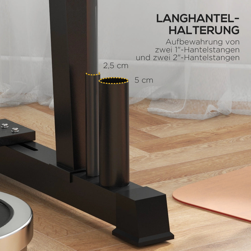 Supporto per bilanciere a 3 livelli, fino a 200 kg, in acciaio, nero, 131x75x80 cm, per palestra e allenamento a casa